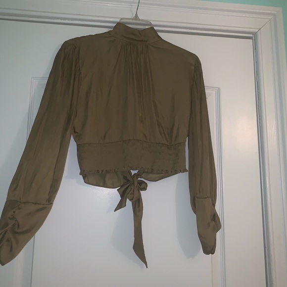 Zara Open-back Silky Blouse. Mustard. Size small - Picture 2 of 5